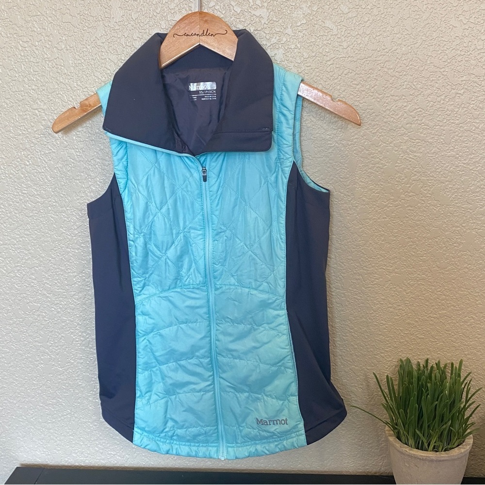 Marmot puffer vest‎ teal and grey xs outerwear snow outdoor